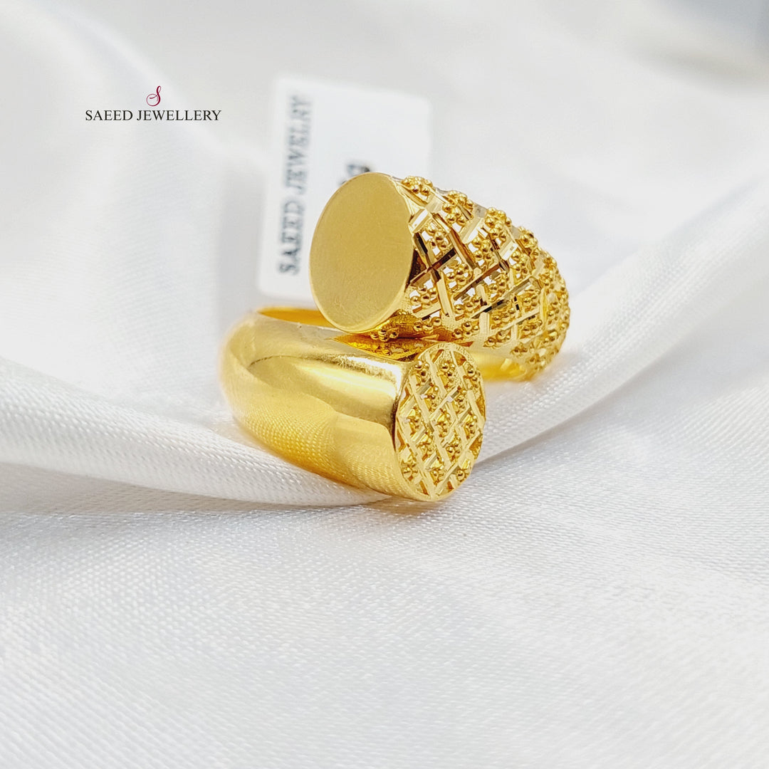 21K Gold Engraved Ring by Saeed Jewelry - Image 1