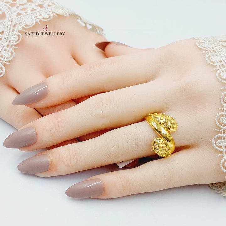 21K Gold Engraved Ring by Saeed Jewelry - Image 4