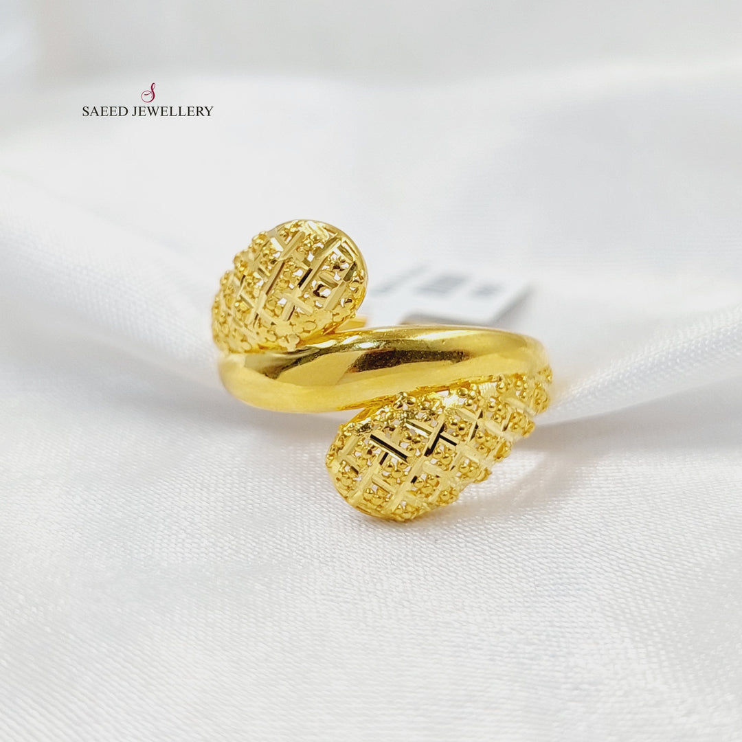 21K Gold Engraved Ring by Saeed Jewelry - Image 1