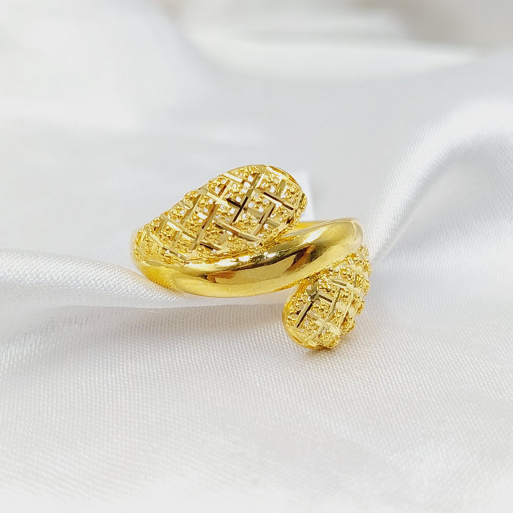 21K Gold Engraved Ring by Saeed Jewelry - Image 3