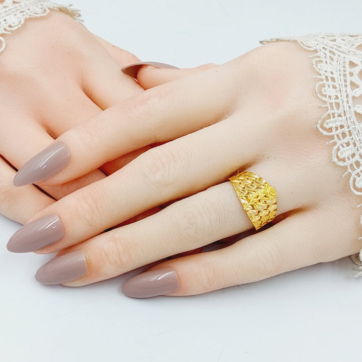 21K Gold Engraved Rose Ring by Saeed Jewelry - Image 4