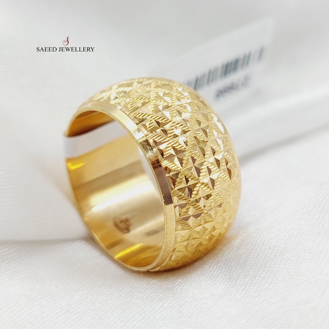 21K Gold Engraved Wedding Ring by Saeed Jewelry - Image 3