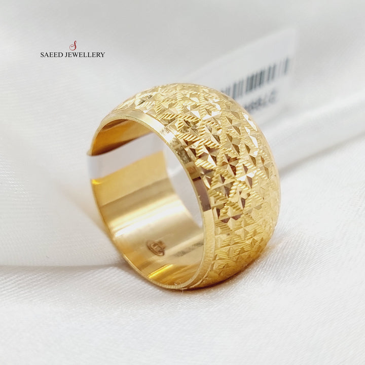 21K Gold Engraved Wedding Ring by Saeed Jewelry - Image 1