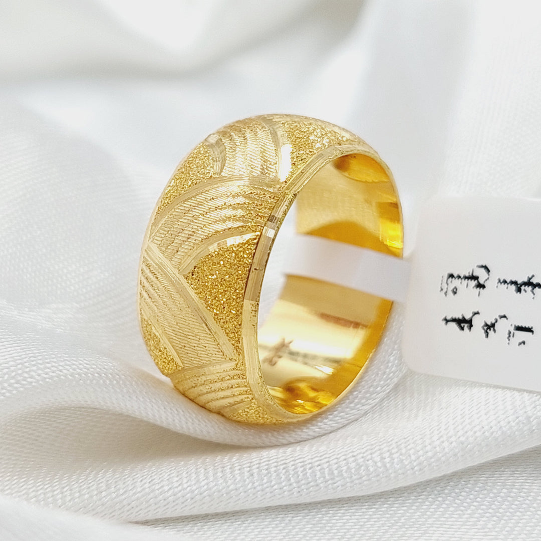 21K Gold Engraved Wedding Ring by Saeed Jewelry - Image 4