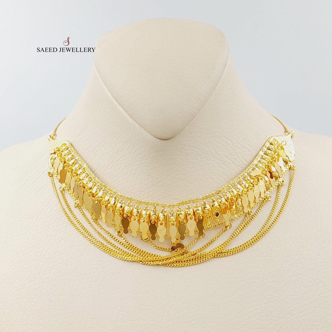 21K Gold Fancy Choker Necklace by Saeed Jewelry - Image 3