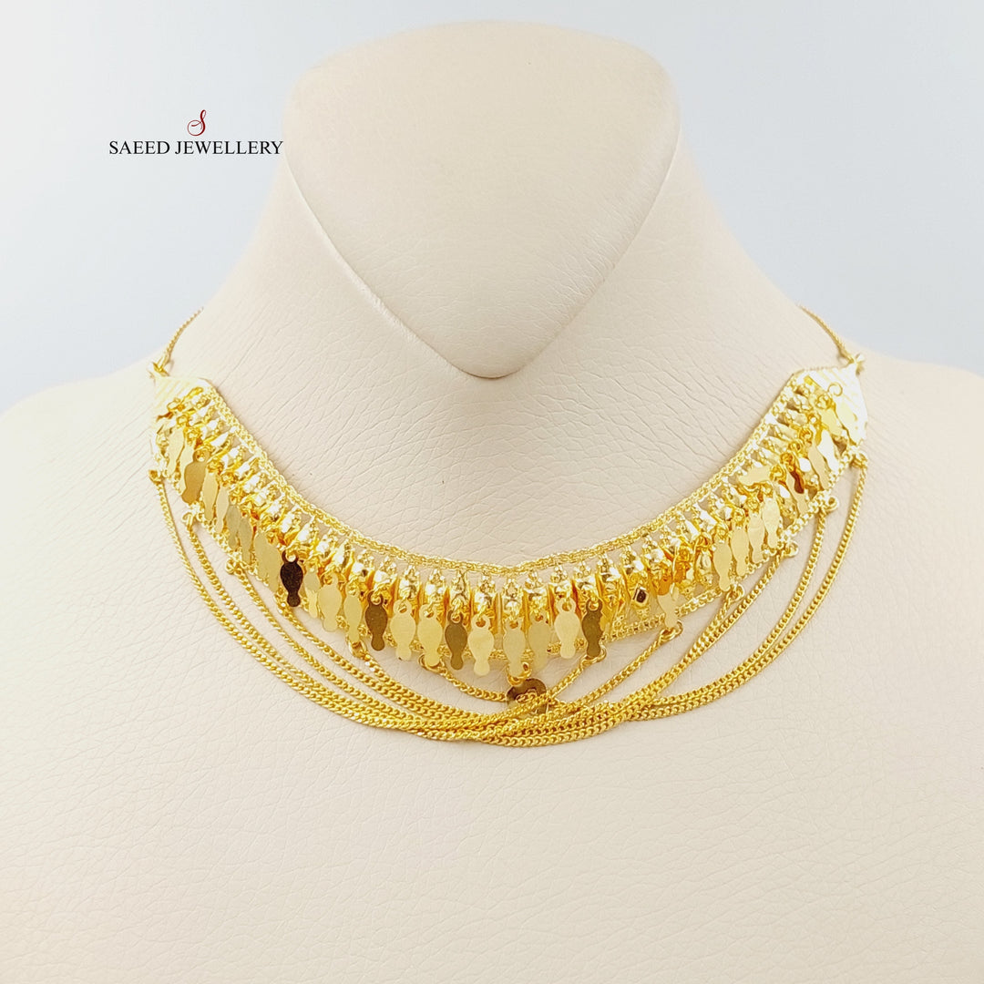 21K Gold Fancy Choker Necklace by Saeed Jewelry - Image 4