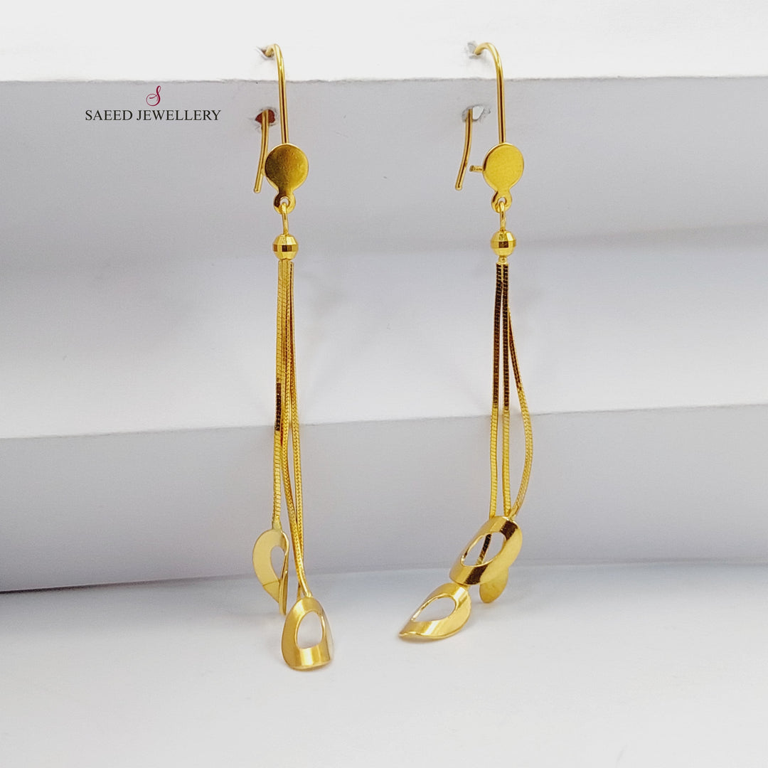 21K Gold Fancy Dandash Earrings by Saeed Jewelry - Image 2