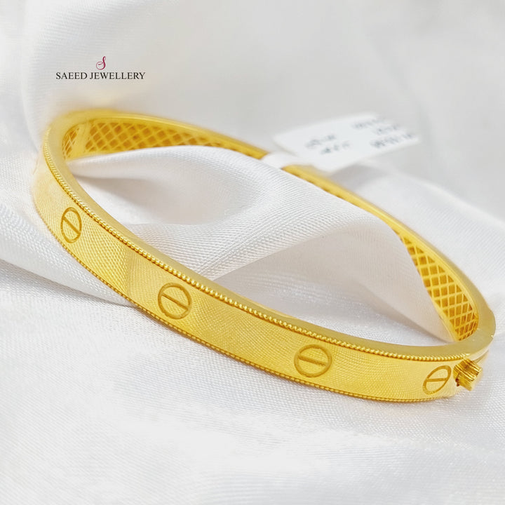 21K Gold Figaro Bangle Bracelet by Saeed Jewelry - Image 4