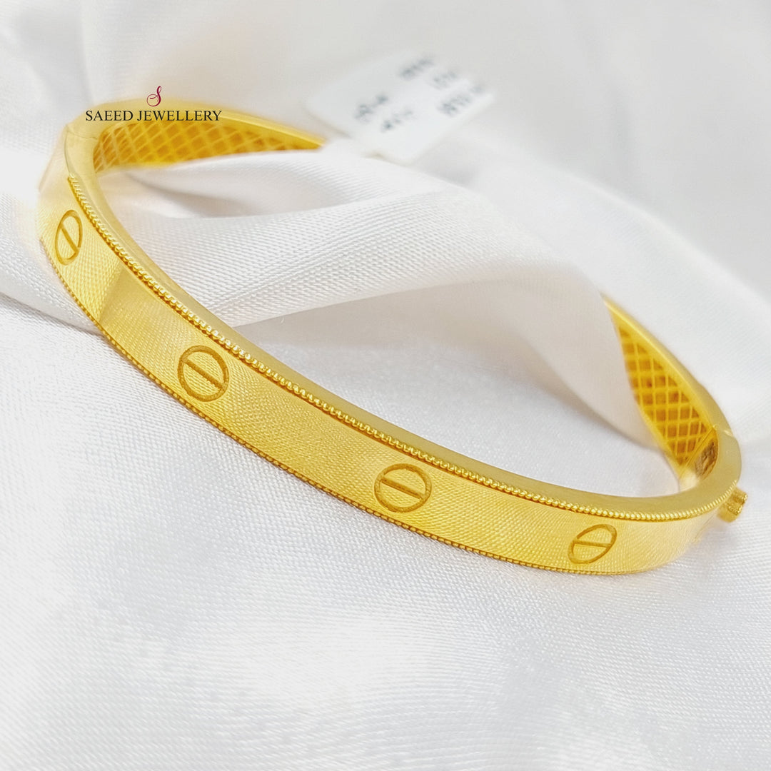 21K Gold Figaro Bangle Bracelet by Saeed Jewelry - Image 6