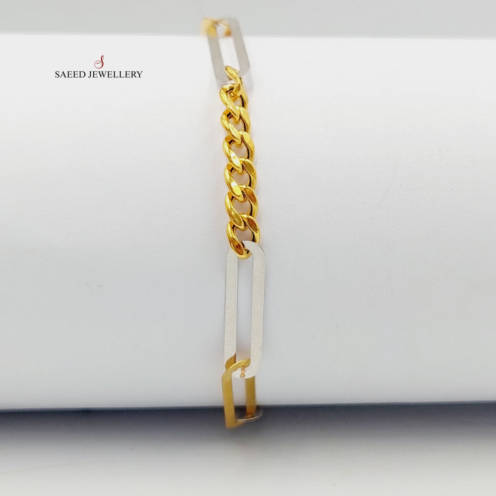 21K Gold Figaro Bracelet by Saeed Jewelry - Image 2