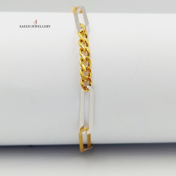 21K Gold Figaro Bracelet by Saeed Jewelry - Image 2