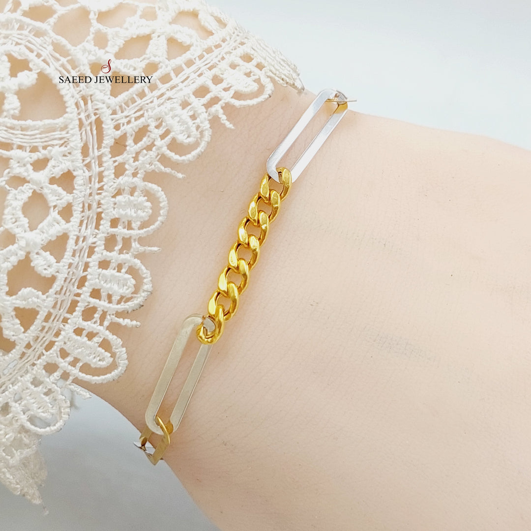 21K Gold Figaro Bracelet by Saeed Jewelry - Image 1