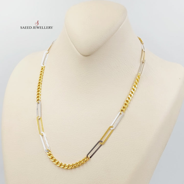 21K Gold 5mm Mix Figaro Necklace Chain by Saeed Jewelry - Image 4