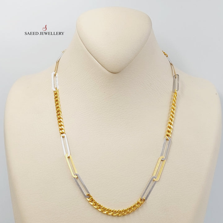 21K Gold 5mm Mix Figaro Necklace Chain by Saeed Jewelry - Image 1