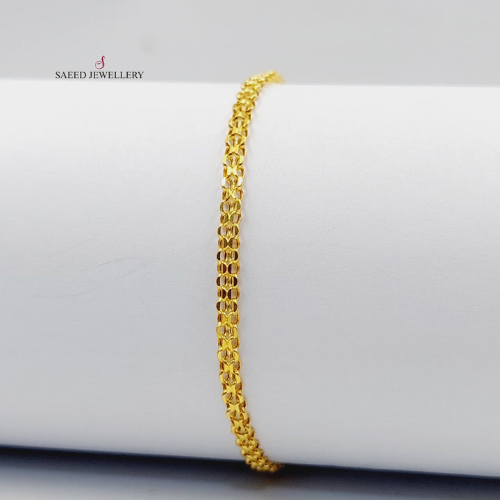 21K Gold Fancy Flat Bracelet by Saeed Jewelry - Image 3