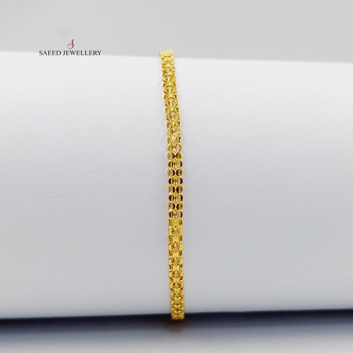 21K Gold Fancy Flat Bracelet by Saeed Jewelry - Image 4