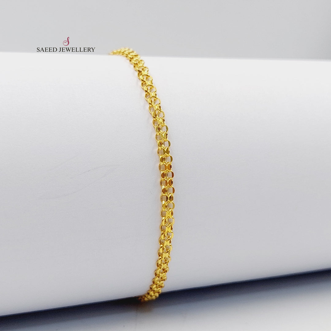 21K Gold Fancy Flat Bracelet by Saeed Jewelry - Image 1