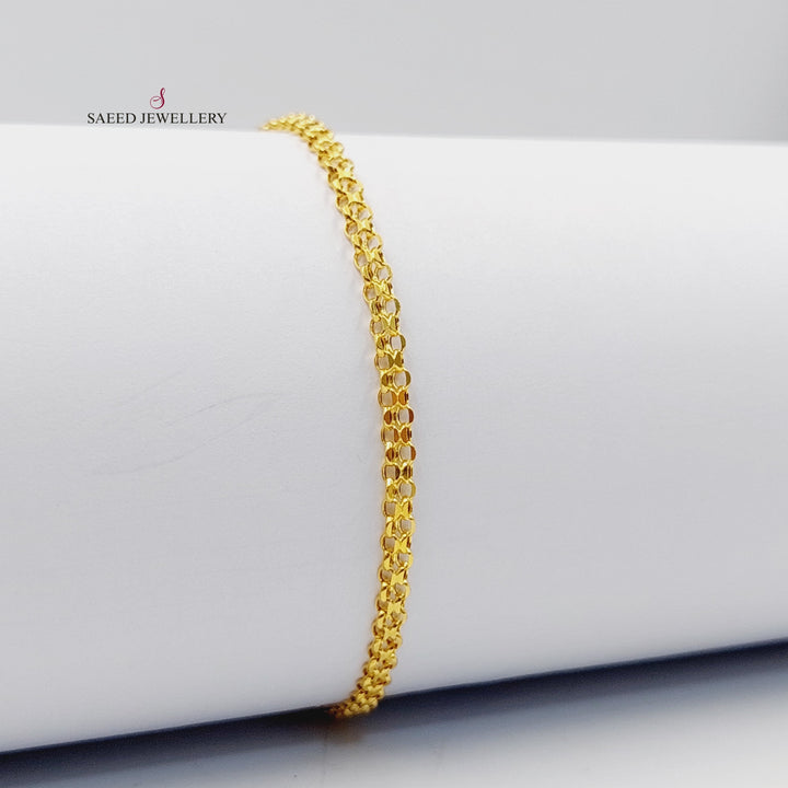 21K Gold Fancy Flat Bracelet by Saeed Jewelry - Image 1