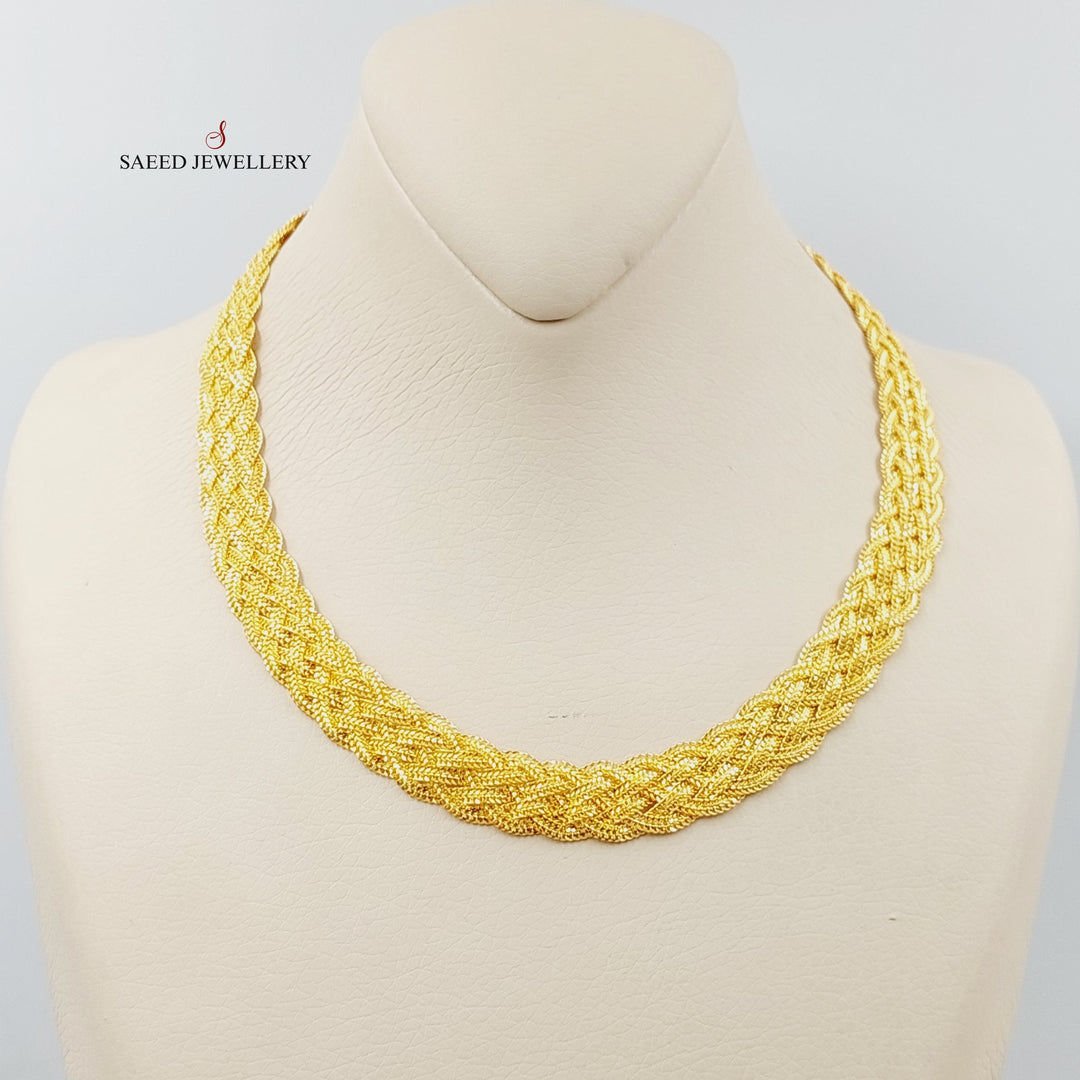 21K Gold Flat Fancy Necklace by Saeed Jewelry - Image 3