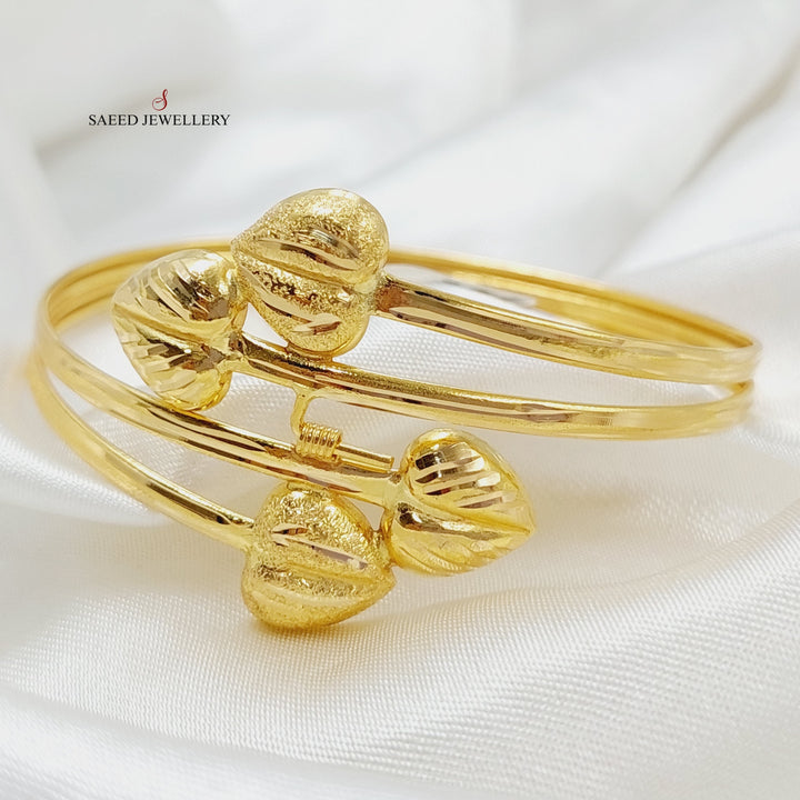 21K Gold Heart Bangle Bracelet by Saeed Jewelry - Image 2