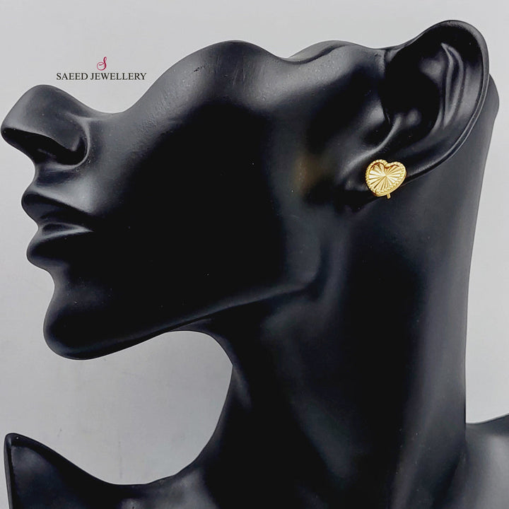 18K Gold Heart Earrings by Saeed Jewelry - Image 2