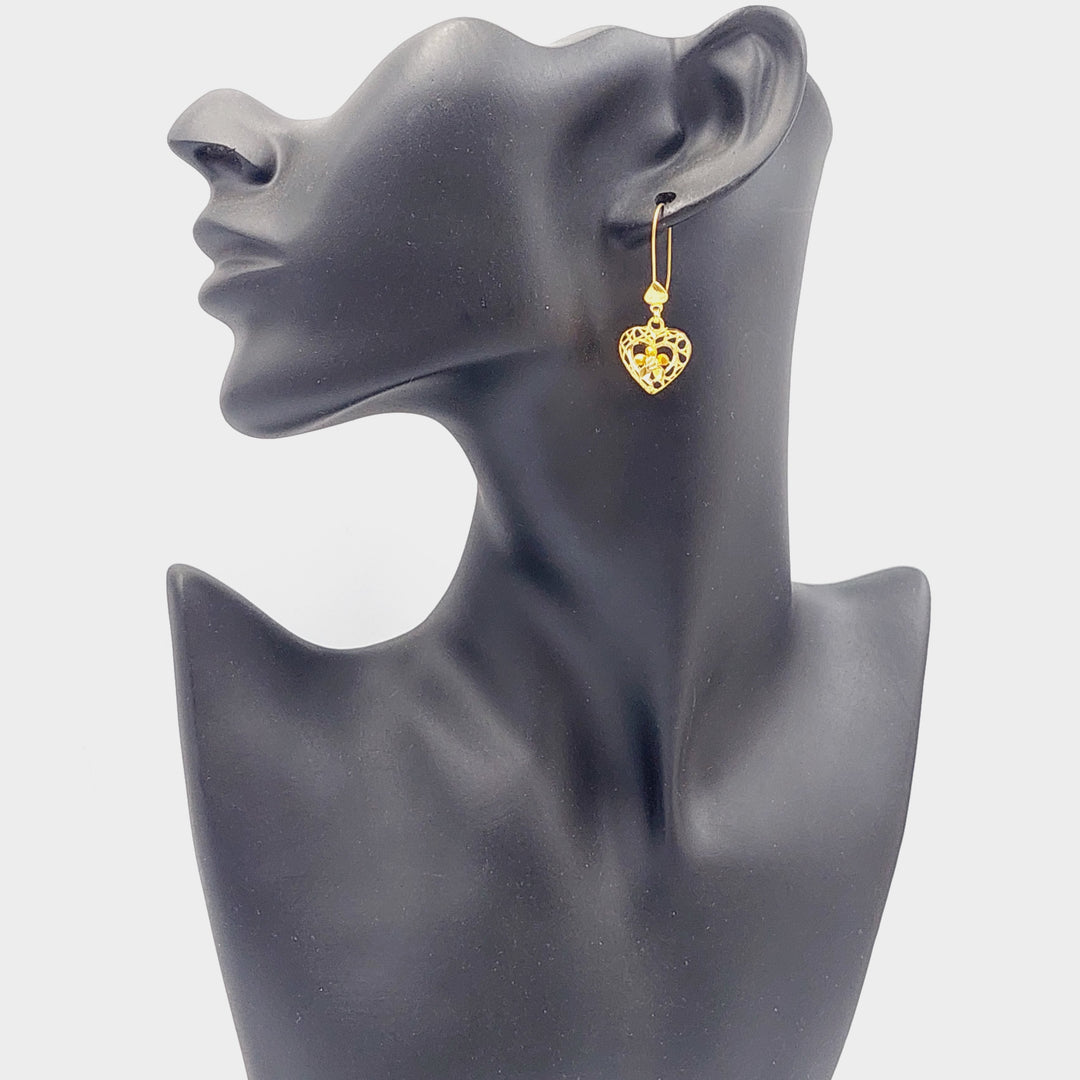 21K Gold Heart Earrings by Saeed Jewelry - Image 2