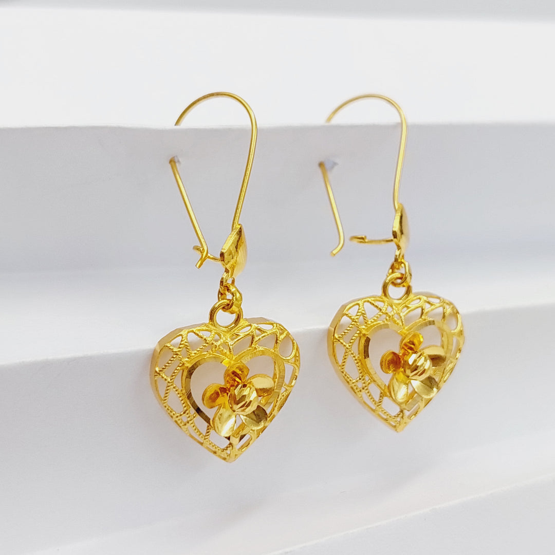 21K Gold Heart Earrings by Saeed Jewelry - Image 1