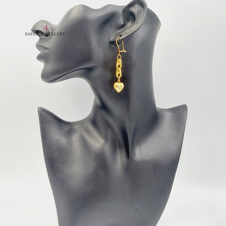 21K Gold Heart Earrings by Saeed Jewelry - Image 3