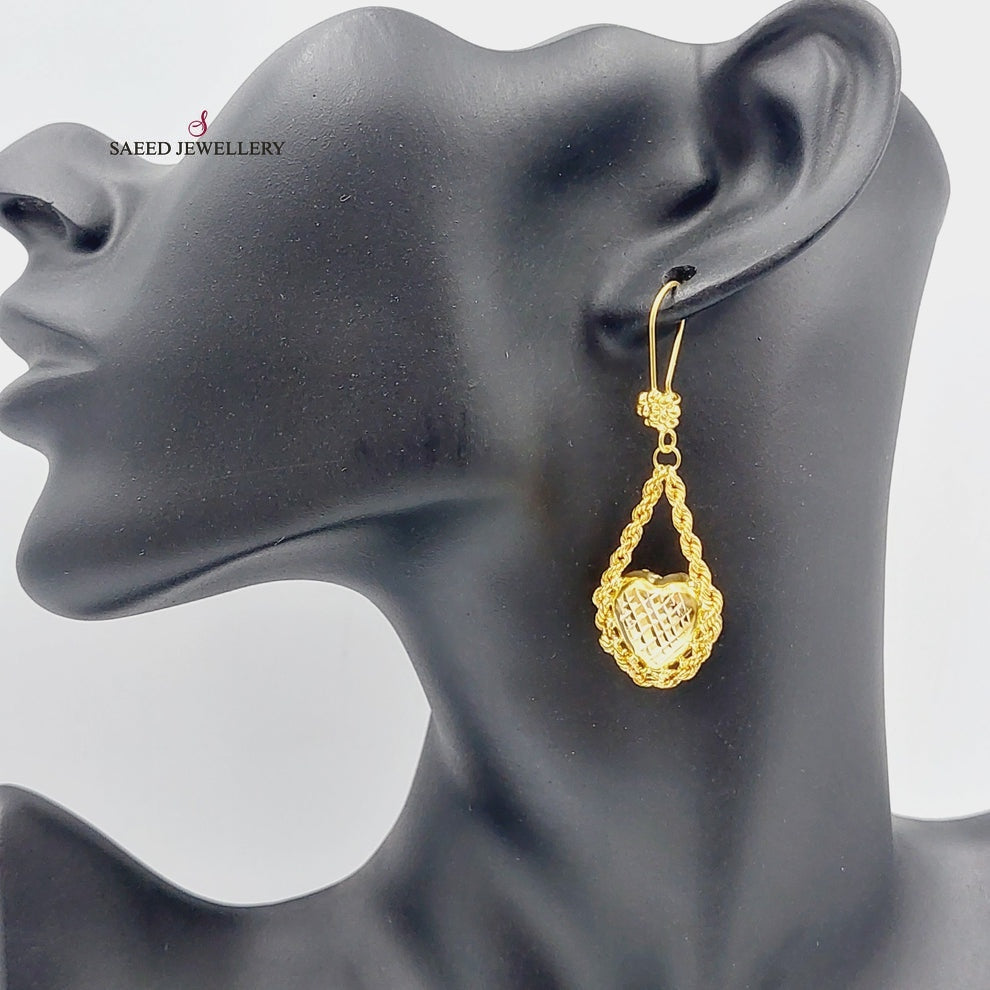 21K Gold Heart Earrings by Saeed Jewelry - Image 1