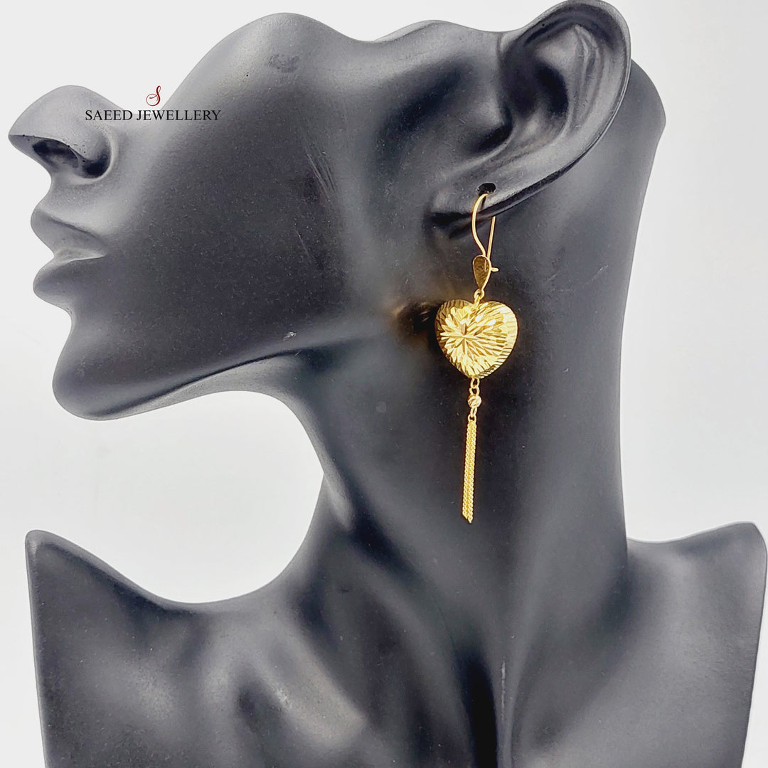 21K Gold Heart Earrings by Saeed Jewelry - Image 3