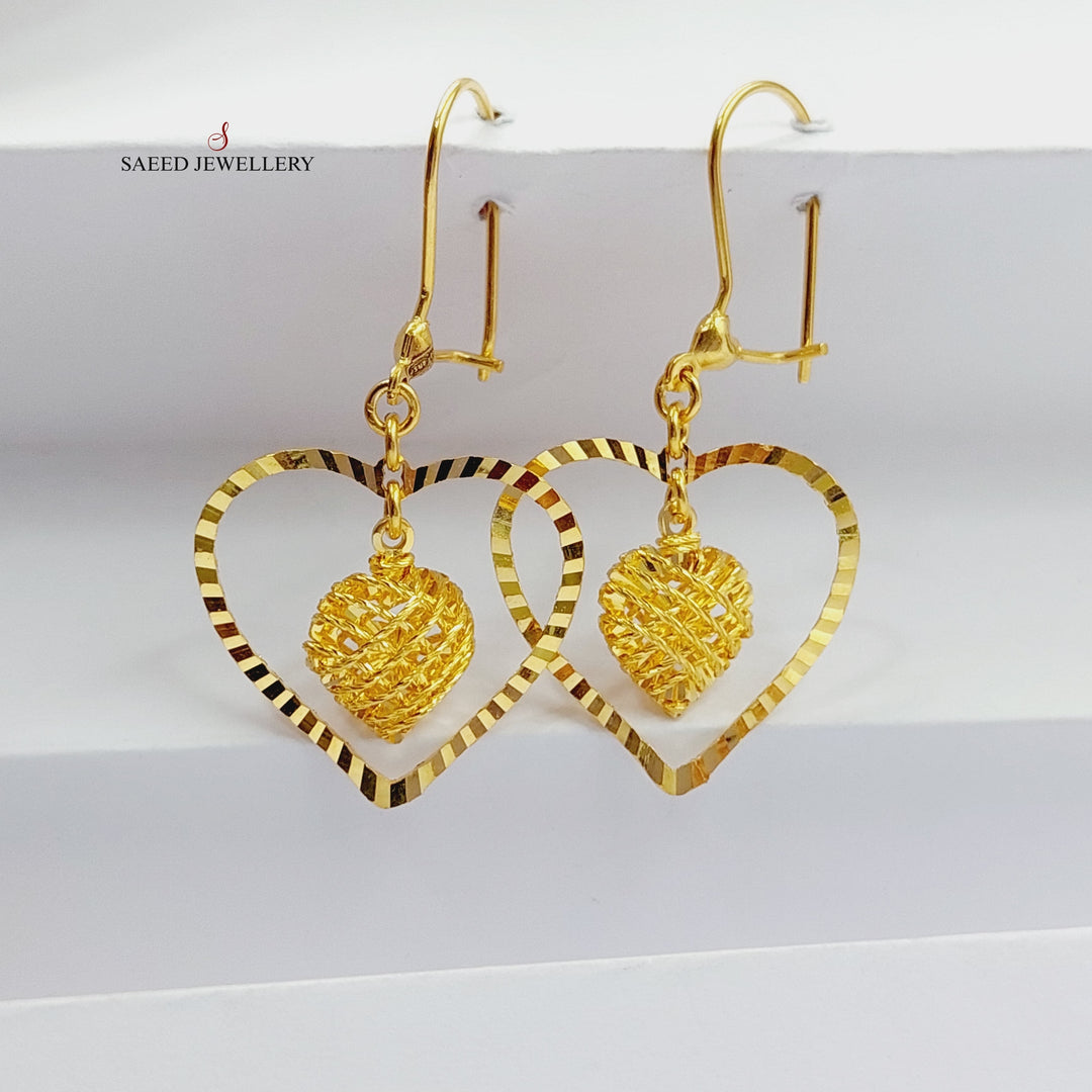 21K Gold Heart Earrings by Saeed Jewelry - Image 4