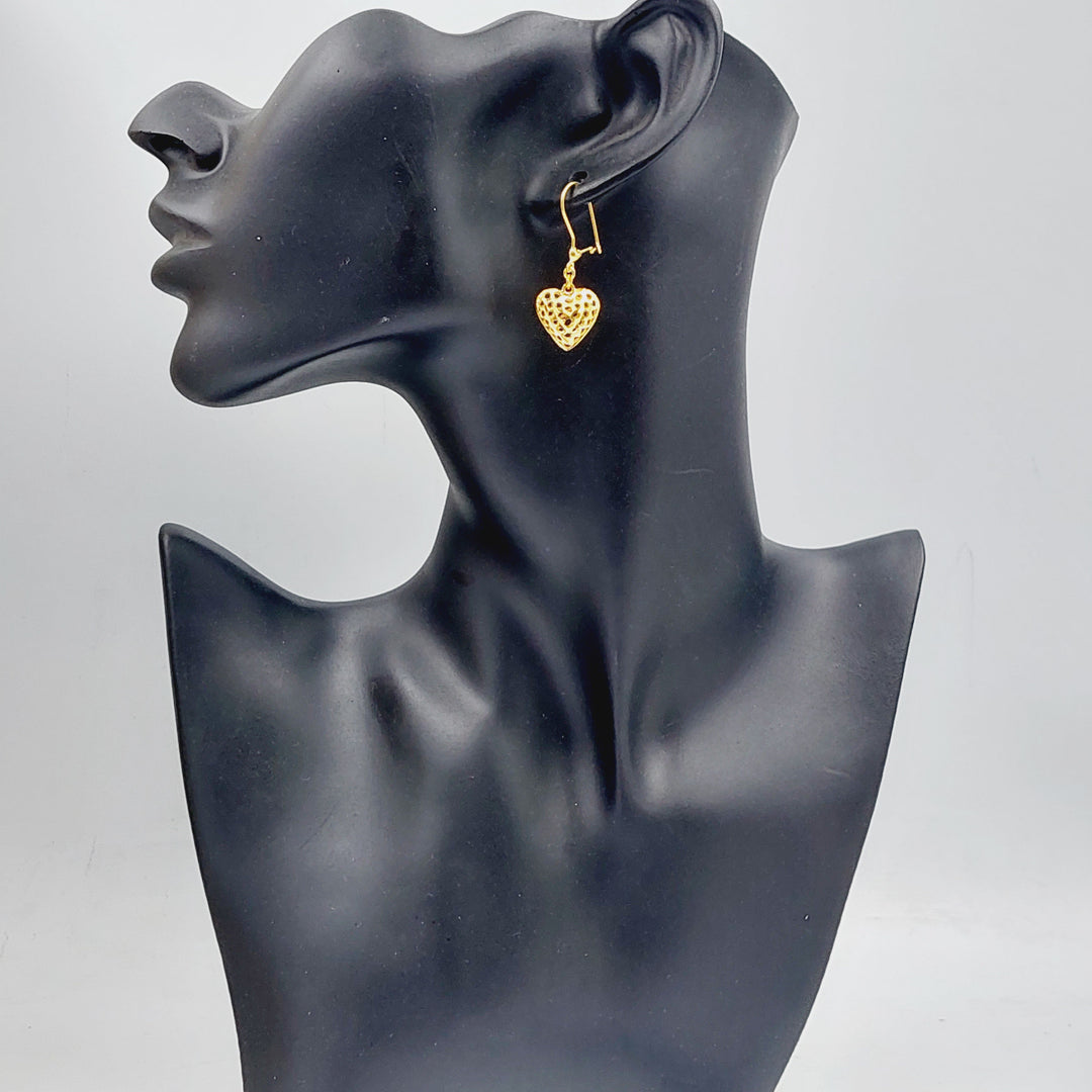 21K Gold Heart Earrings by Saeed Jewelry - Image 3