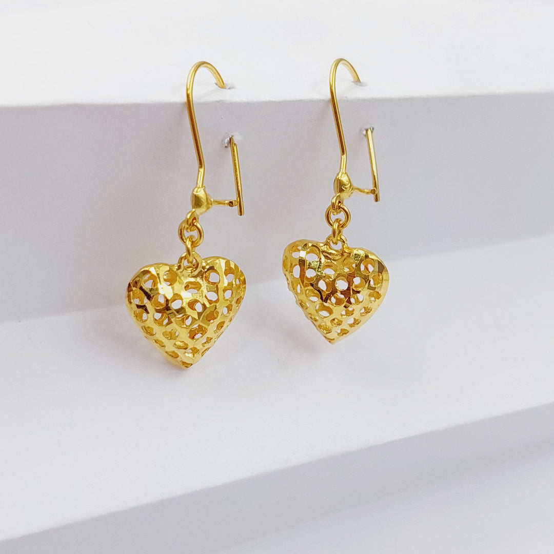 21K Gold Heart Earrings by Saeed Jewelry - Image 5