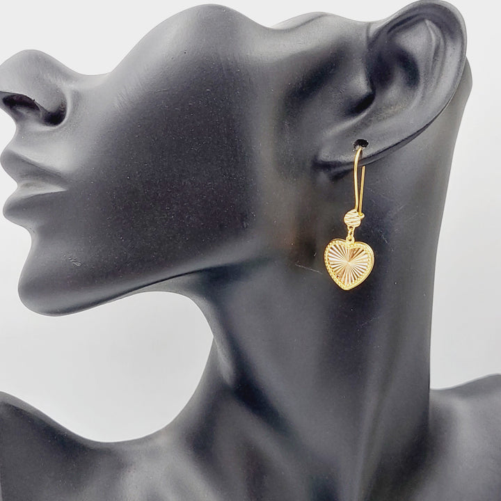 21K Gold Heart Earrings by Saeed Jewelry - Image 3