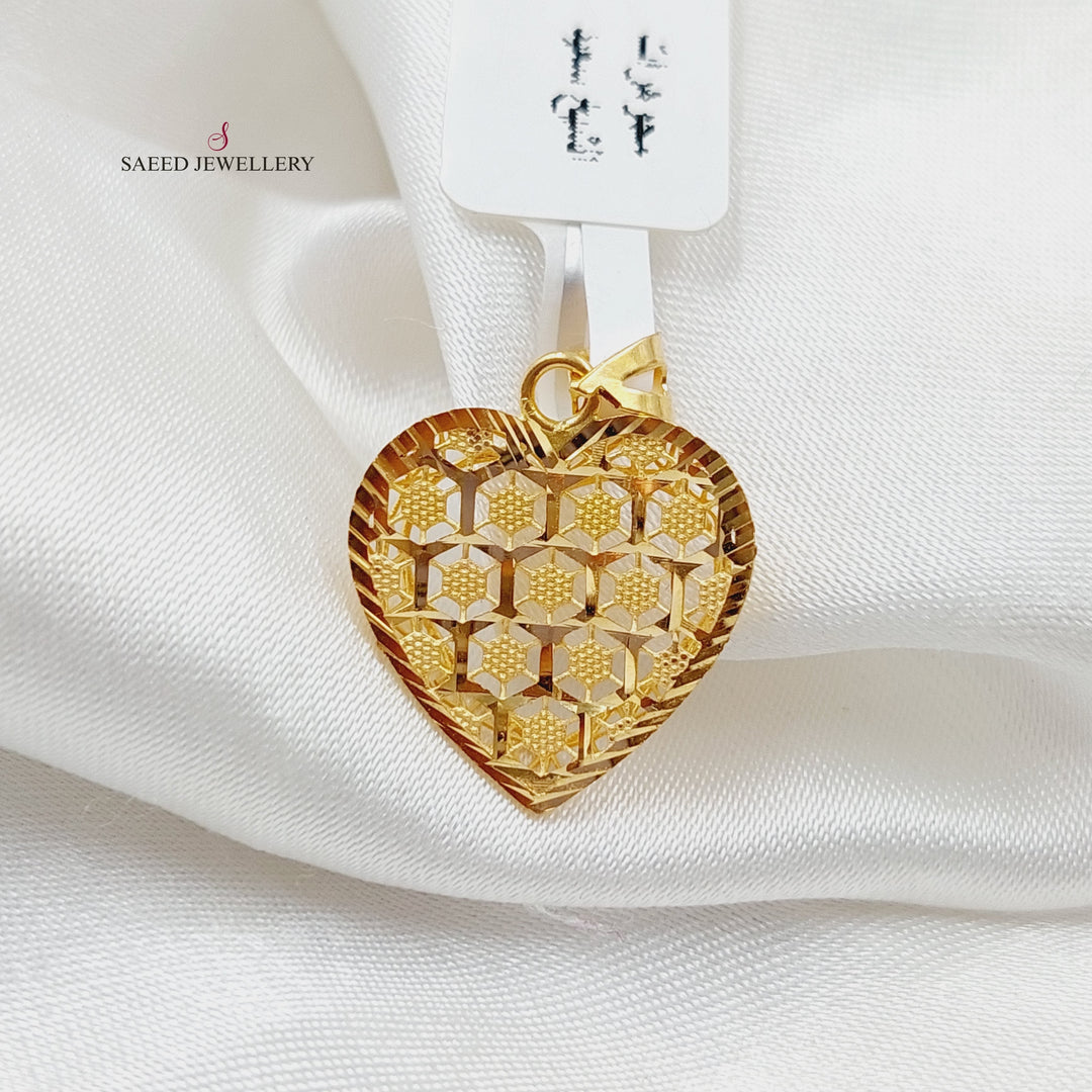 21K Gold Heart Pendant by Saeed Jewelry - Image 4