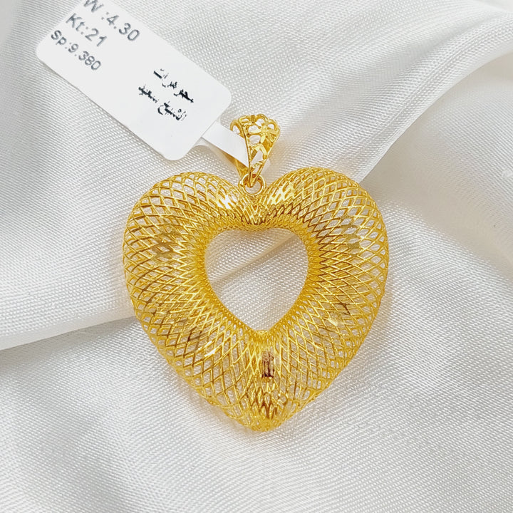 21K Gold Hollow Heart Pendant by Saeed Jewelry - Image 1