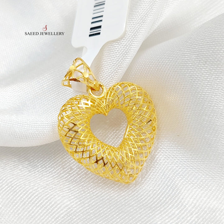 21K Gold Hollow Heart Pendant by Saeed Jewelry - Image 1