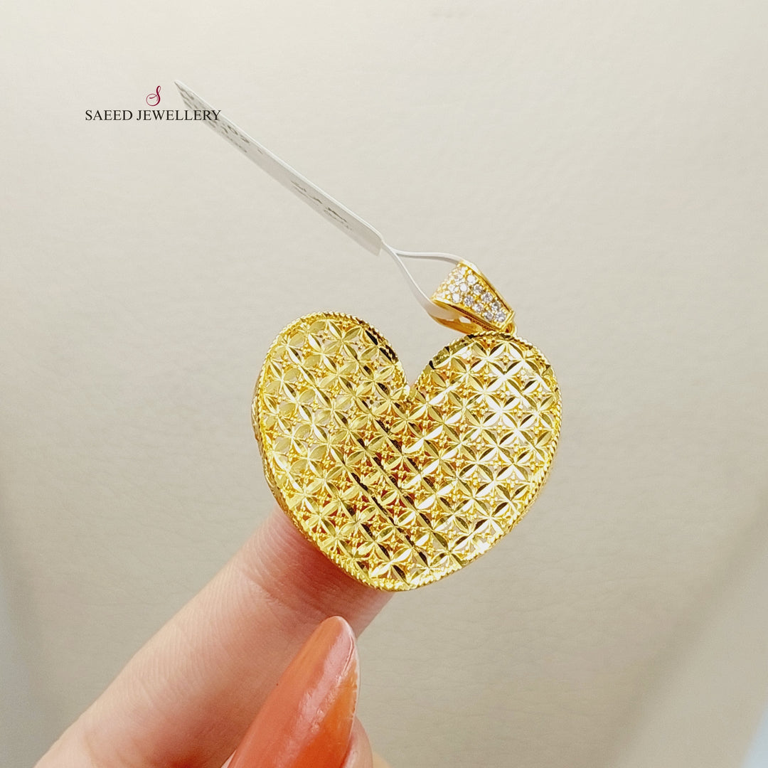 21K Gold Heart Pendant by Saeed Jewelry - Image 3