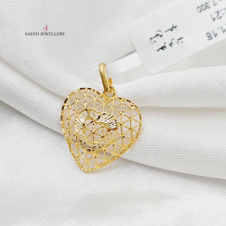 21K Gold Heart Pendant by Saeed Jewelry - Image 4