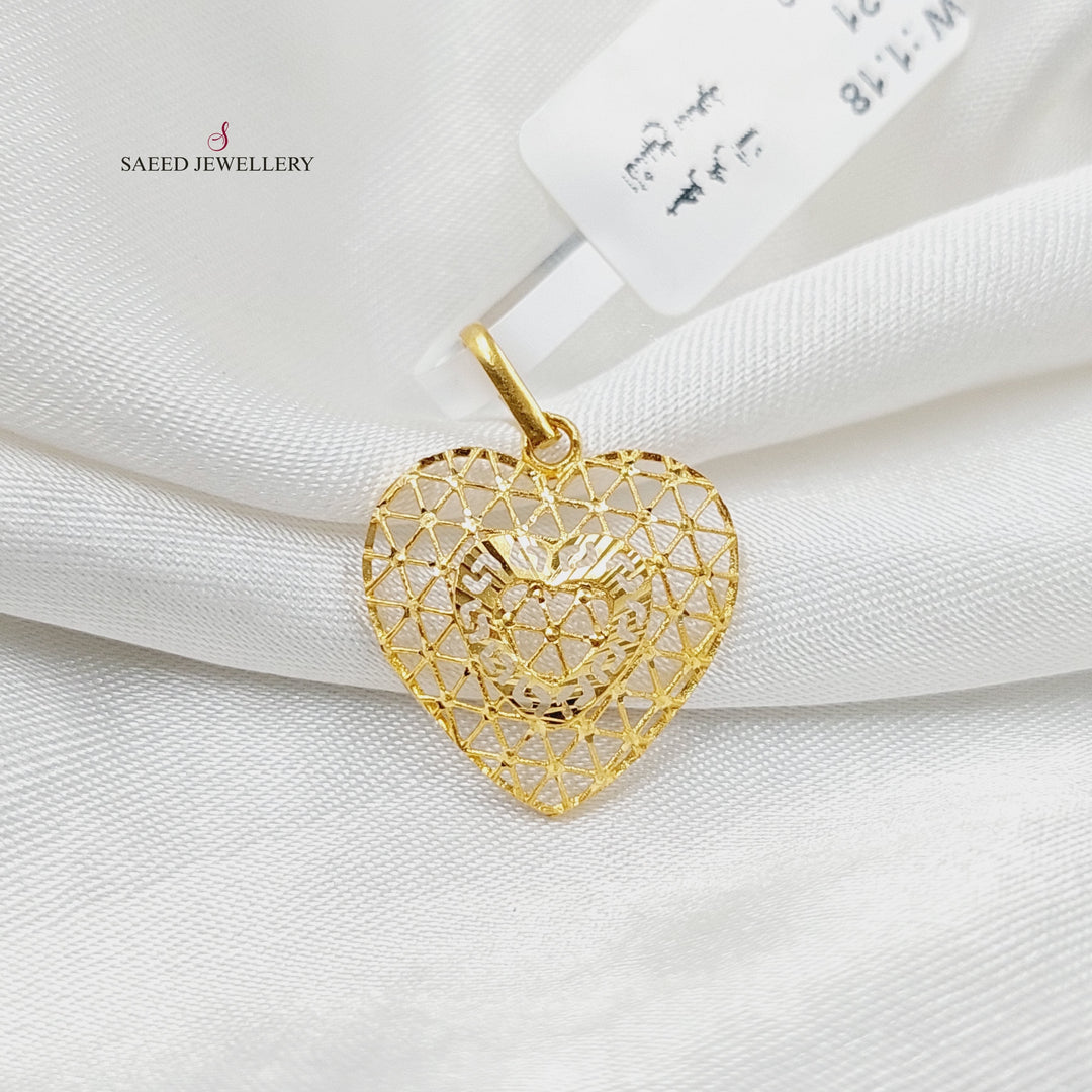 21K Gold Heart Pendant by Saeed Jewelry - Image 1