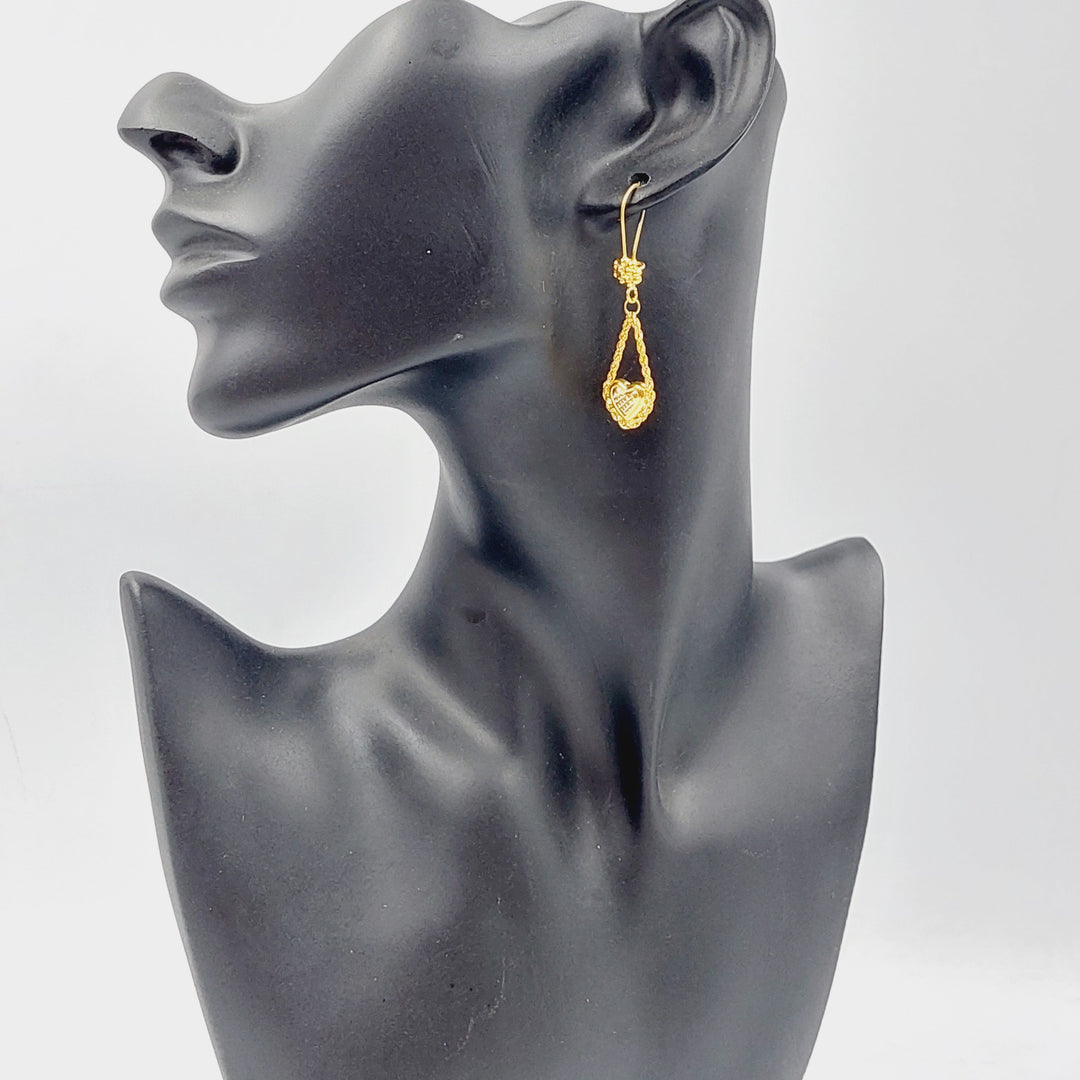 21K Gold Heart Rope Earrings by Saeed Jewelry - Image 3