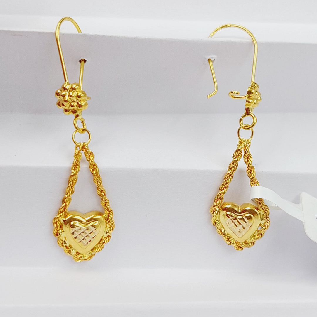 21K Gold Heart Rope Earrings by Saeed Jewelry - Image 4