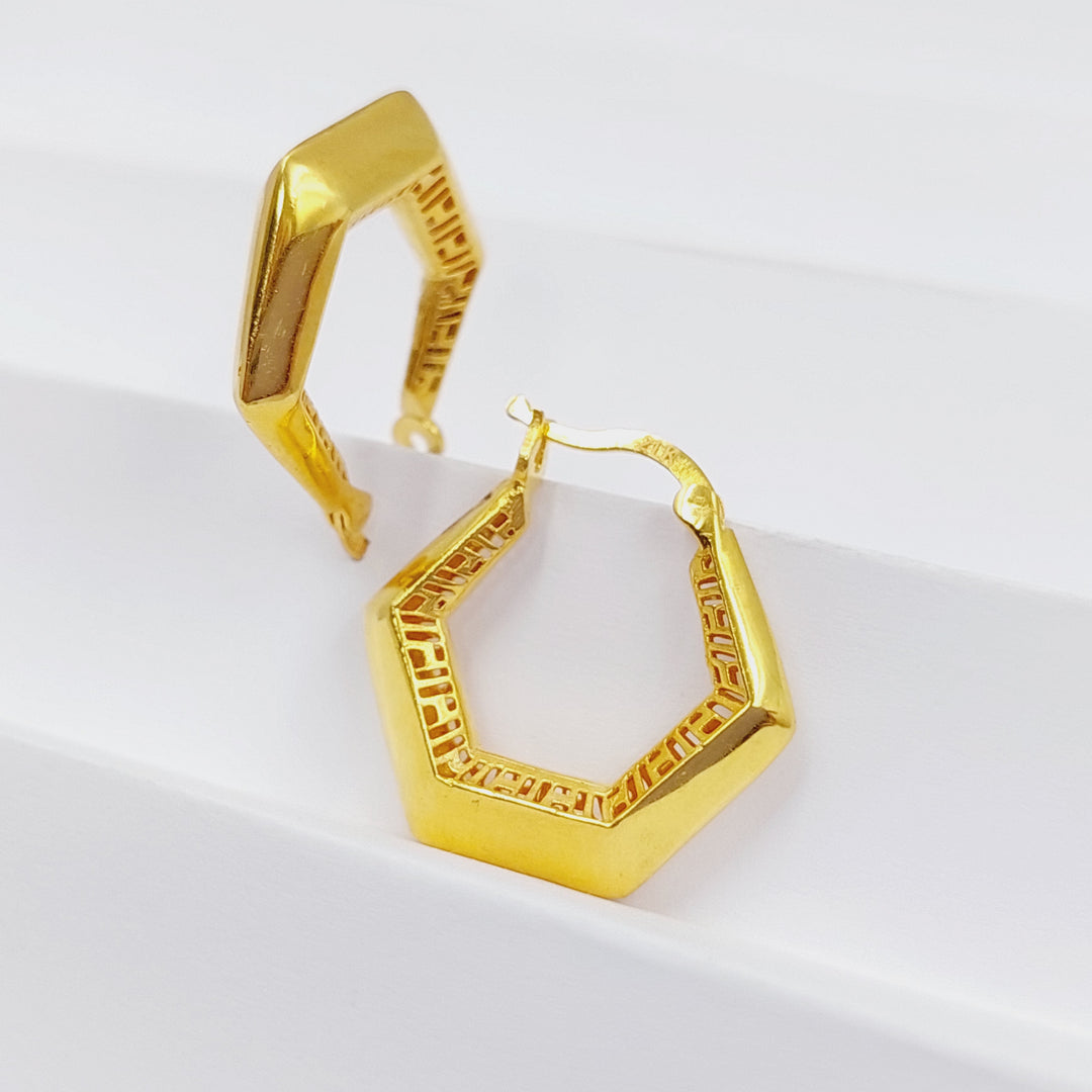 21K Gold Hexa Earrings by Saeed Jewelry - Image 4