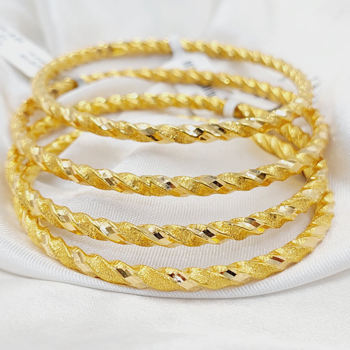 Hollow Twisted Bangle Made of 21K Yellow Gold by Saeed Jewelry-27264