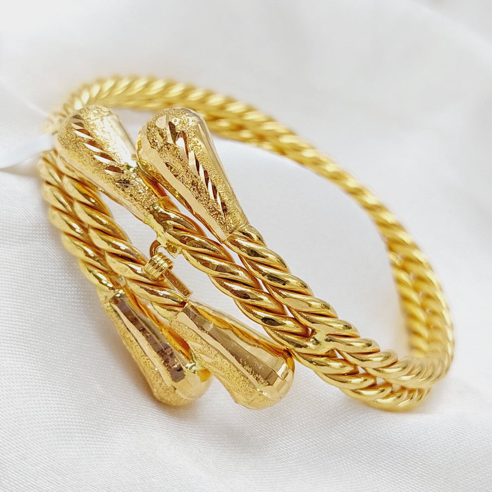 21K Gold Hollow Twisted Bracelet by Saeed Jewelry - Image 3