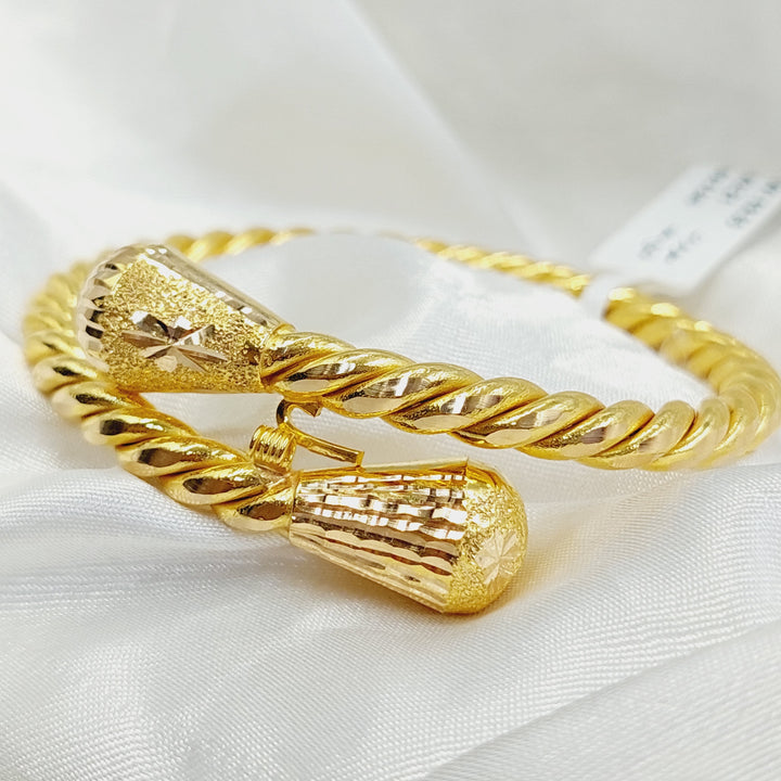 21K Gold Hollow Twisted Bracelet by Saeed Jewelry - Image 4