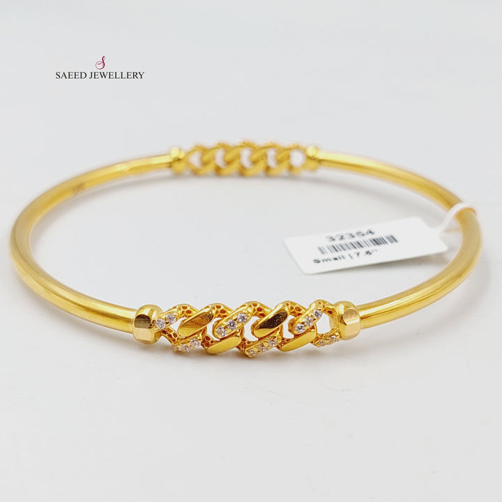 21K Gold Zircon Studded Figaro Bangle by Saeed Jewelry - Image 1