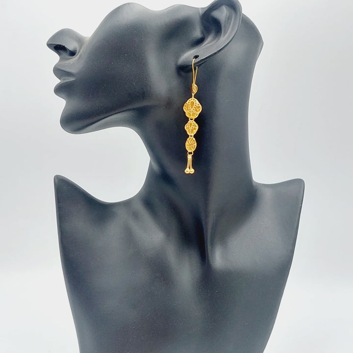 21K Gold Kuwaiti Earrings by Saeed Jewelry - Image 2