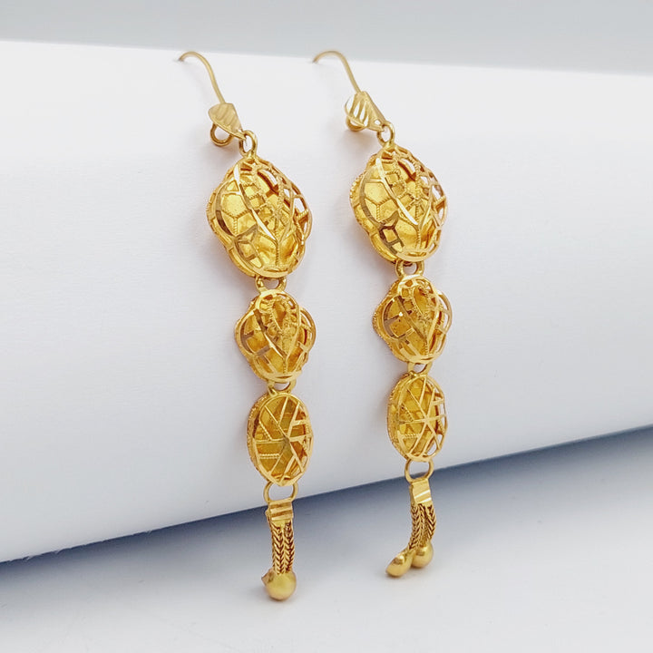 21K Gold Kuwaiti Earrings by Saeed Jewelry - Image 4