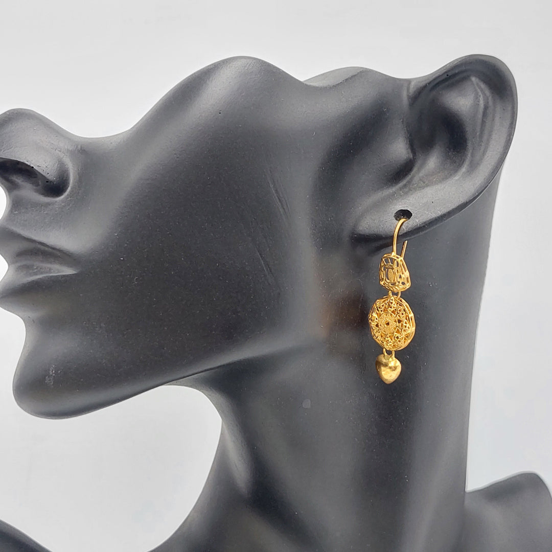 21K Gold Kuwaiti Earrings by Saeed Jewelry - Image 2